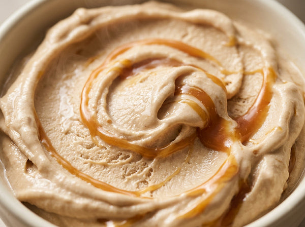 Bourbon Caramel Swirl Ninja Creami mix-in with caramel swirl and bourbon.