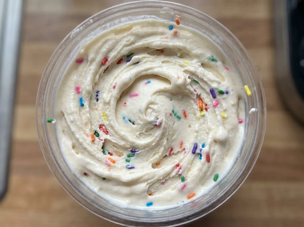 Birthday Cake Ninja Creami mix-in with rainbow sprinkles.