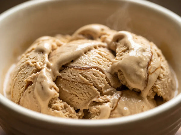 Caramel Macchiato Ninja Creami mix-in with caramel swirl