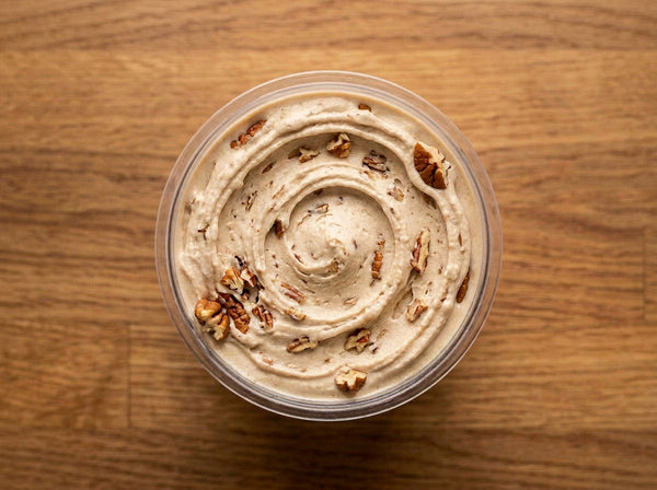 Dark Rum Toasted Pecan Crunch Ninja Creami mix-in with toasted pecans and dark rum.