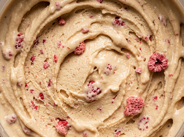 Mint Raspberry Crush Ninja Creami mix-in with freeze-dried raspberries.