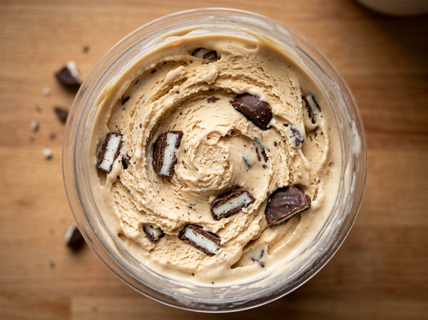 Peppermint Patty Crunch Ninja Creami mix-in with chopped peppermint patties.