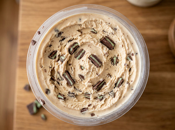 Andes Mint Crunch Ninja Creami mix-in with chopped Andes mint candies.