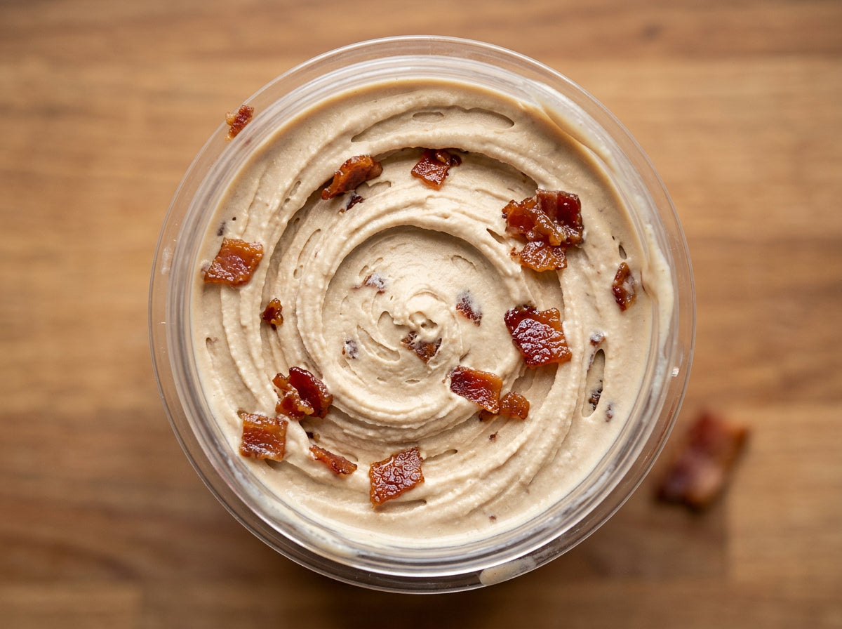 Candied Bacon Crunch Ninja Creami mix-in with candied bacon and Cookies and Cream.