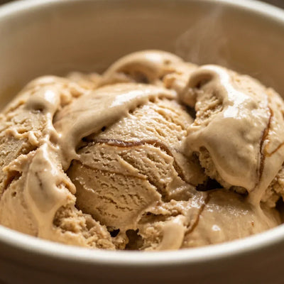Caramel Macchiato Ninja Creami mix-in with caramel swirl