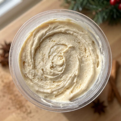 Southern Comfort Eggnog Ninja Creami recipe made with CRUSHS vanilla protein ice cream mix and Southern Comfort eggnog