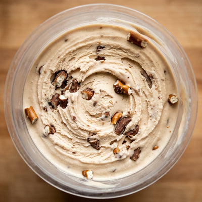 Mint Pretzel Crunch Ninja Creami mix-in with chocolate-covered pretzels.