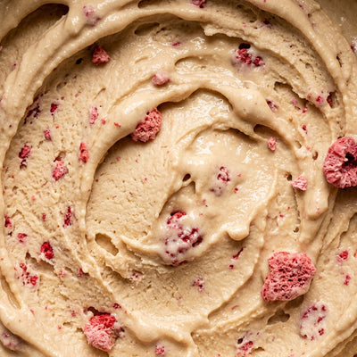 Mint Raspberry Crush Ninja Creami mix-in with freeze-dried raspberries.