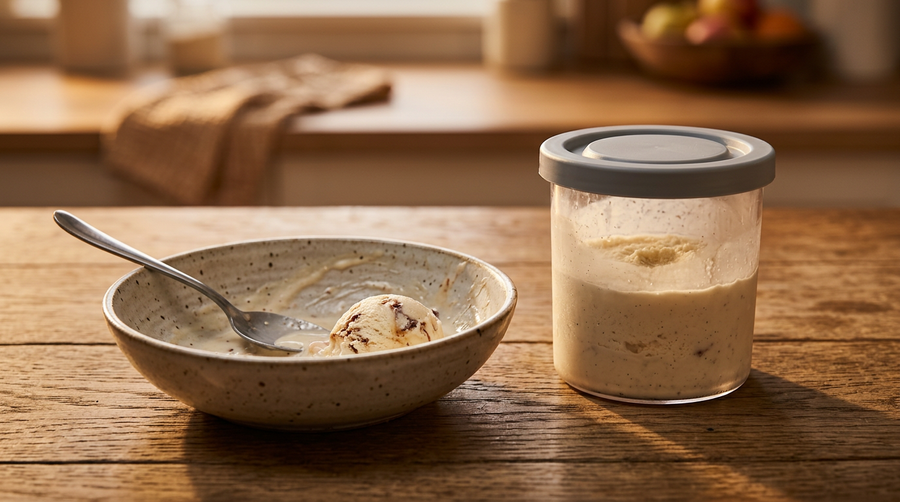 Didn't finish the whole pint? Flatten the surface, seal the lid, refreeze. It's ready to respin whenever you want it.