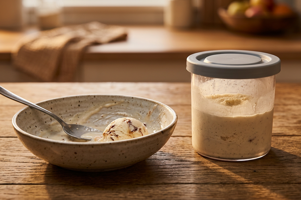 Didn't finish the whole pint? Flatten the surface, seal the lid, refreeze. It's ready to respin whenever you want it.