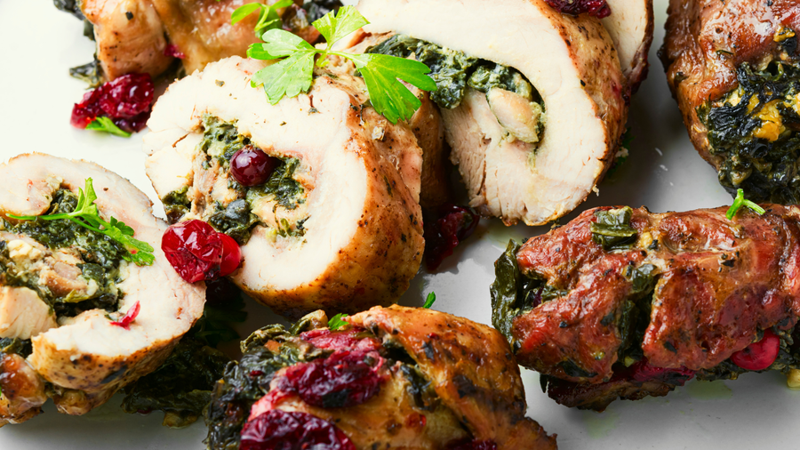 Sliced turkey or chicken roll-ups with herbs and vegetables representing one of the best high protein snacks for summer that is portable, savory, and easy to prep ahead for the week.