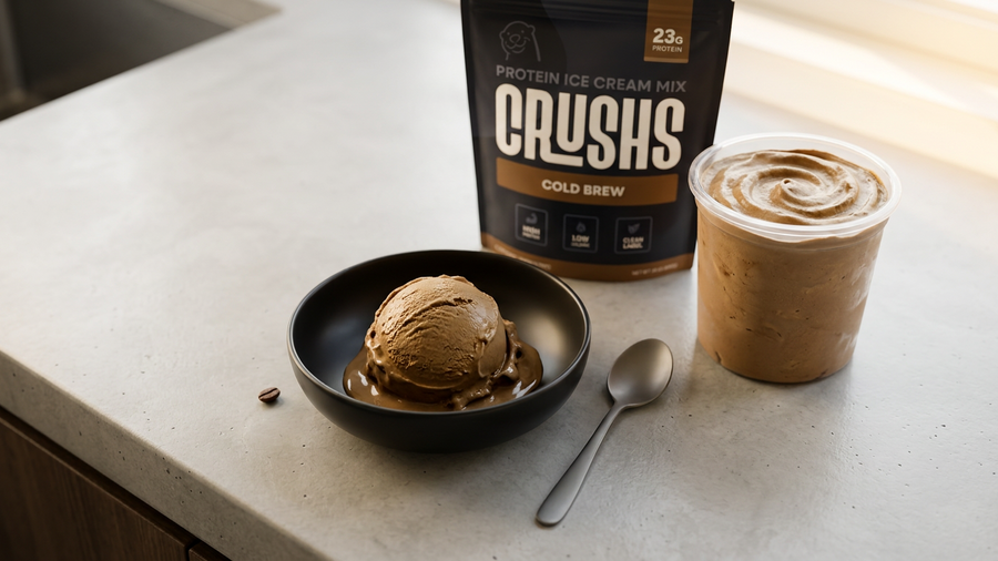Cold brew protein ice cream made with CRUSHS Cold Brew flavor.