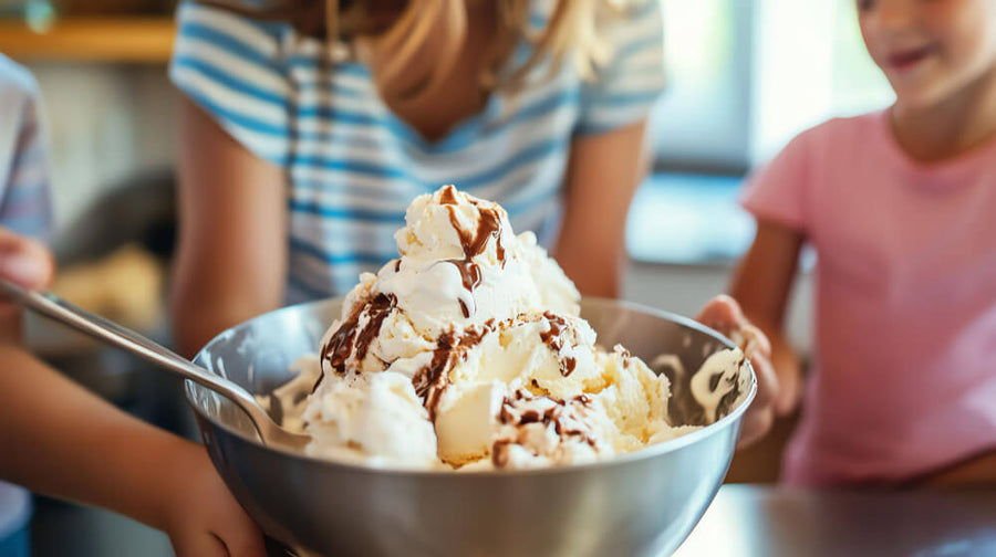 A homemade keto ice cream served in a bowl, made with low-carb clean ingredients