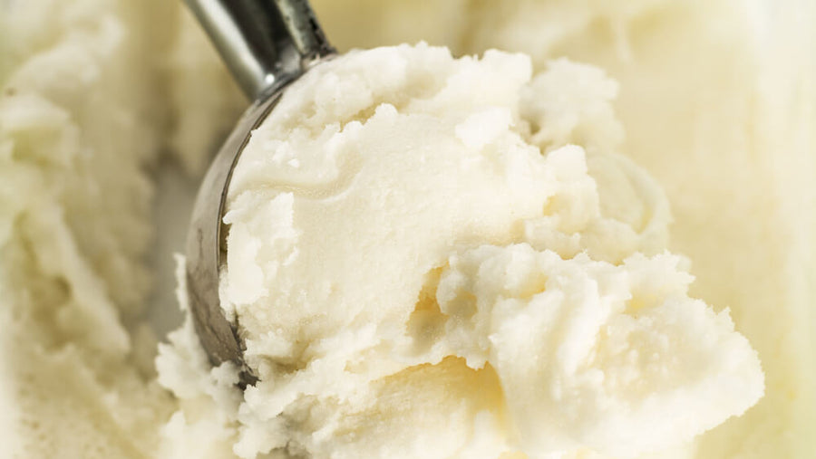 A smooth and creamy keto vanilla ice cream made with the Ninja Creami.