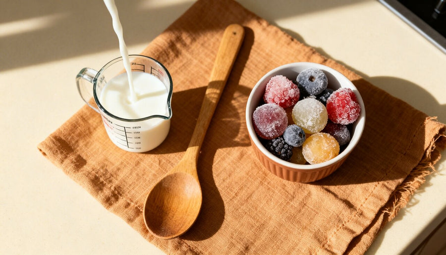Milk is your base ingredient and frozen fruit makes one of the easiest mix-ins to start with before you even think about your first spin.